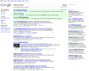 Google SERPs insurance New Green Ad Background