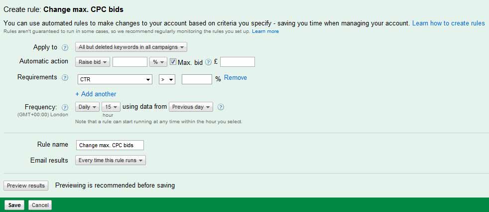 Google AdWords Bid Automation