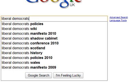 Liberal Democrats Search Suggestions 2010 Election