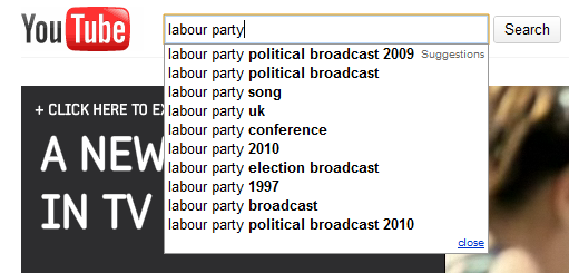 YouTube Suggests Labour Party